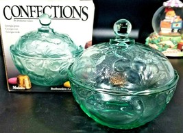 Vtg Indiana Glass Confection, Georgia Green, Madeira, Candy Box - £29.73 GBP