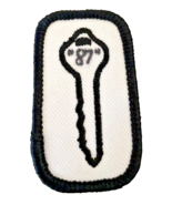 Girl Scout Patch Badge Key White Black 1987 1980s RARE Scarce 1&quot; x 2&quot; Vi... - £21.54 GBP