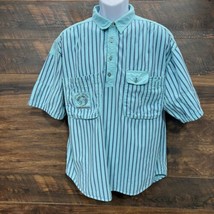 Bugle Boy LTD VGT Shirt Button Front Blue Stripes Prized Freight Cargo Y2K Retro - $31.34