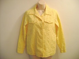Quacker Factory Jeanne Jacket Size XS Beaded, Eyelet, Yellow, Front Button - £22.88 GBP