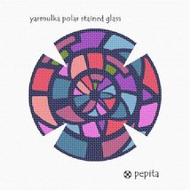 Pepita Needlepoint kit: Yarmulka Polar Stained Glass, 7&quot; x 7&quot; - $50.00+