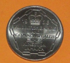1966 Commonwealth Game Kingston Jamaica Large 5 Shilling Coin Low Mint Lucernae - £9.94 GBP