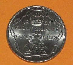 1966 Commonwealth Game Kingston Jamaica Large 5 Shilling Coin Low Mint Lucernae - £9.96 GBP