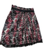 Worthington A Line Pleated Skirt 16 Lined Black Red White Geometric Side... - $27.72
