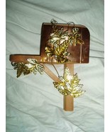 Homco Wood and Copper Mailbox Wall Décor Brass Leaves Home Interiors & Gifts - $13.00