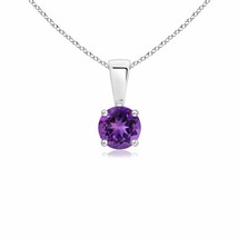 ANGARA 4mm Natural Amethyst Solitaire Pendant Necklace in Silver for Women - £93.50 GBP+