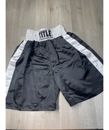 Title Boxing Competition Boxing Shorts Size Youth XL Black White Bout MH JD - $237.71 MXN