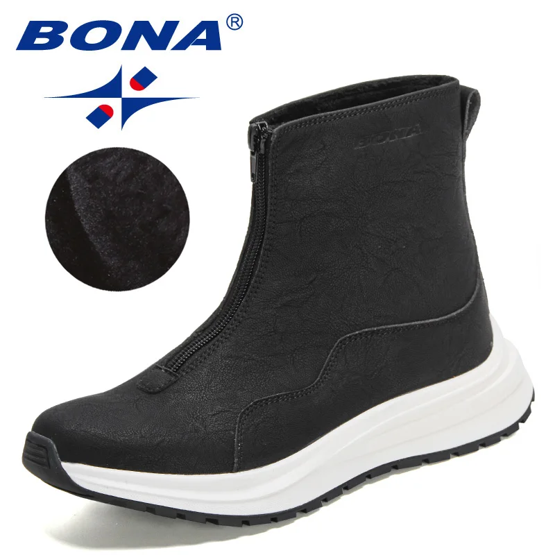 BONA 2024 New Designers Thick-soled Casual Large Size Short Boots Women Flock Pl - £209.67 GBP