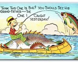 Comic Man Fishing Caught a Bigger One Yesterday UNP Linen Postcard S4 - $3.91