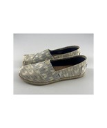 Toms Whisper Canvas Shoes Womens Size 7.5 Cream Blue Flat Geometric Slip... - $21.23