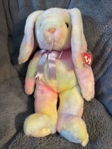 Retired Ty Beanie Babies Buddy Hippie Tie Dye Bunny Rabbit 14&quot; New W/Tags Easter - £11.18 GBP