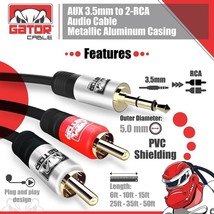 AUX 3.5mm Auxiliary Male to 2 RCA Y Cable Stereo Audio Adapter Converter... - $17.99