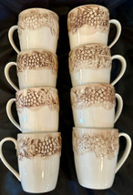 Euro Ceramica Vineyard Coffee Mugs (8) Grapes &amp; Leaves 12 oz - £31.00 GBP
