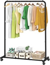 Simple Trending Standard Clothes Clothing Garment Rack With Storage, Black - $35.95