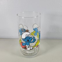 Smurf Drinking Glass Tumbler Brainy Smurf Wallace Berrie Co 6&quot; Vintage 1982 - £7.03 GBP