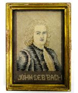 Needlepoint of Johann Sebastian Bach Framed circa 1880s - $147.51