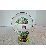 VTG REGENCY BONE CHINA TEACUP &amp; SAUCER STRAWBERRIES FRUIT MADE IN ENGLAND - $20.35 CAD