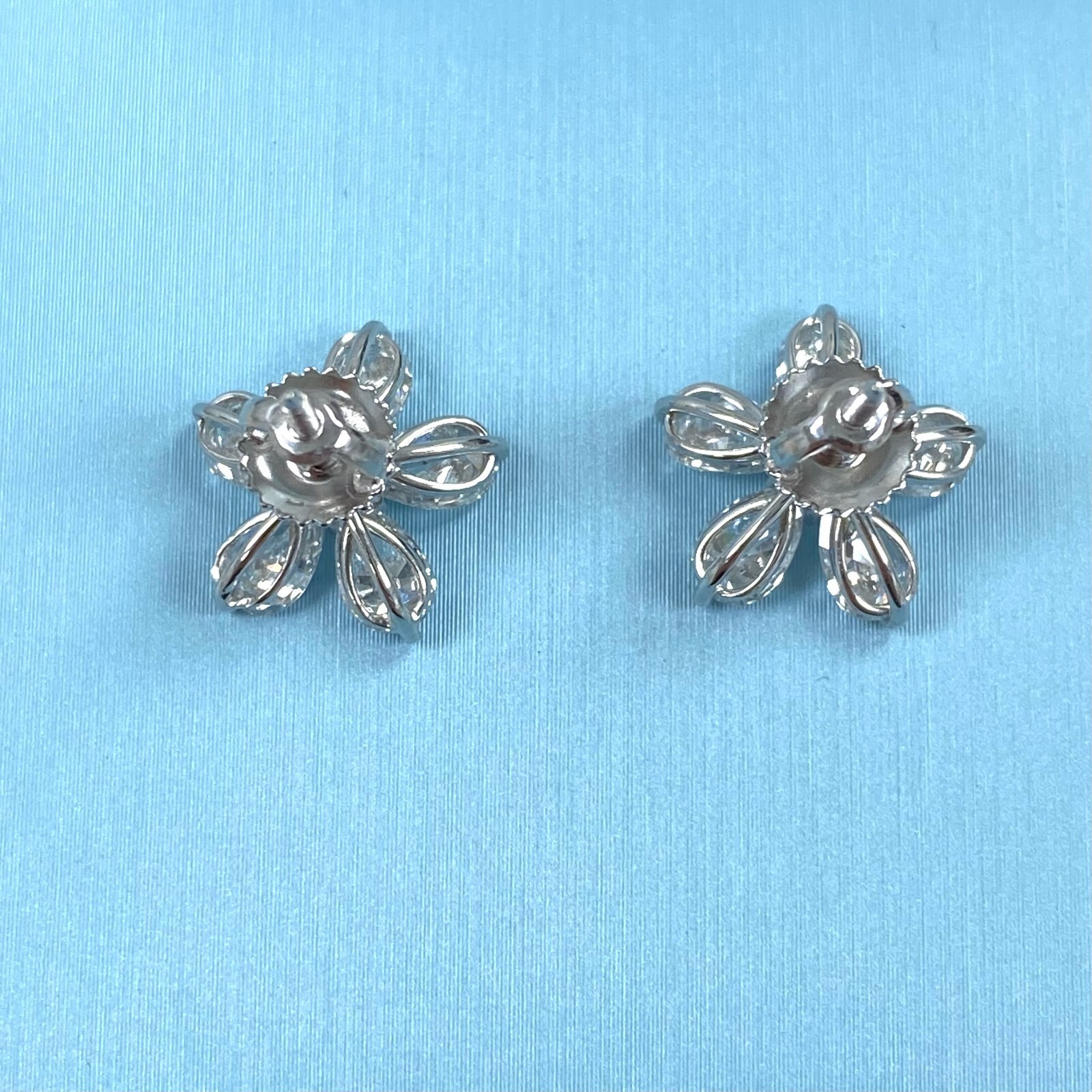 1.50Ct Floral Stud Lab Grown Pear Shaped Diamond Cluster Earrings 14K White Gold Item image 7