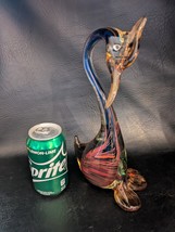 Cygne Long Cou Vénitienne Murano Art Verre Statue Jico Style 11 IN Rouge... - $124.72