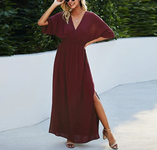 V-Neck Dolman Sleeves Maxi Dress - £43.22 GBP