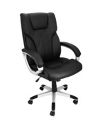 Elama High Back Adjustable Faux Leather Office Chair in Black with Silve... - $3,033.70 MXN