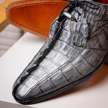 Cancun Genuine Caiman Crocodile Dress Derby's Shoes Gray image 13