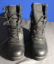 BLACK LEATHER MILITARY WEATHERPROOF OIL RESISTANT BOOTS SIZE 6 - €33,96 EUR