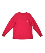 Carhartt Men&#39;s L Original Fit Long Sleeve Red Cotton Pocket T-Shirt, Wor... - $19.35