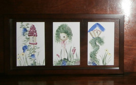 3 Small Birdhouse Paintings Framed Together Under Glass 17&quot; x 9&quot; Acrylic Welcome - £15.81 GBP