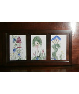 3 Small Birdhouse Paintings Framed Together Under Glass 17&quot; x 9&quot; Acrylic... - £15.56 GBP