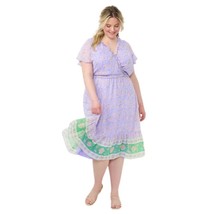 NWT Womens Plus Size 1X LC Lauren Conrad Violet Floral Print Faux Wrap Dress - £16.49 GBP