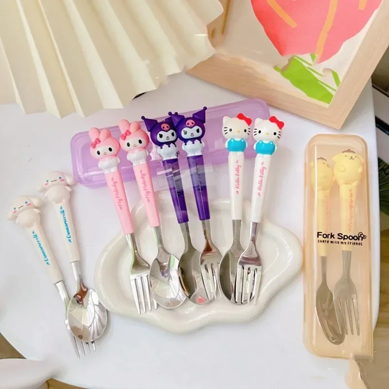 Kawaii Sanrio Hello Kitty Kuromi Cinnamoroll My Melody Pompompurin Spoon Fork - £11.62 GBP