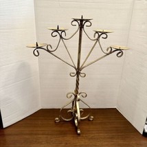 Candelabra Candle Holder 21.5&quot; (H) x 17.5&quot; (W) Gold Metal Metallic 5 Pil... - £35.85 GBP