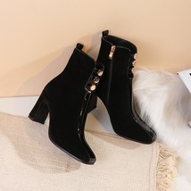 Winter New Fashion Ankle Boots Outside Super High Heels Zip Square Toe Genuine L - £111.61 GBP