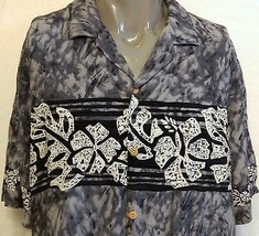 Vintage Paradise Found Gray Monstera Leaves Hawaiian Shirt Size XL Rayon... - £38.69 GBP