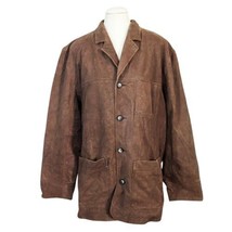 Vintage the Territory Ahead Brown Marbled AGED Leather Coat Jacket XL - £139.98 GBP