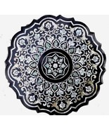 MOP Inlay Work Coffee Table Top for Cafeteria Decor Round Shape Black Ma... - $961.00