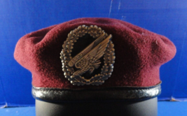 Vintage Bamberger Mutzen Industrie German Paratrooper Maroon Uniform Beret 52 - £21.29 GBP