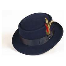 Men BENTLY HEADWEAR Hat Australian Lite Wool  Pork Pie Jazz Maddox MD402 Navy image 4