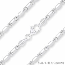 3.5mm Bar Link Heshe Italian Chain Necklace in Solid .925 Italy Sterling Silver - £80.21 GBP+