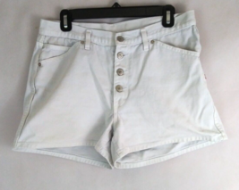 Vintage Jordache Women&#39;s White Button Fly Denim Booty Jean Shorts Size 15/16 - £13.17 GBP