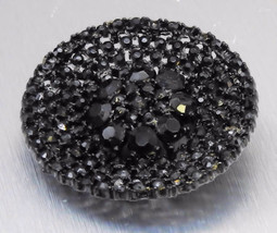 Black Enamel Metal Pin With Black Rhinestones   - £19.98 GBP