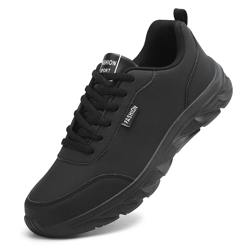 Men Shoes Sneakers Male Black Lace Up Athletic Male Leather Casual Sport Flat Tr - £32.23 GBP