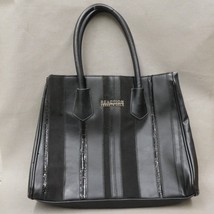 Reaction Kenneth Cole Womens Black Faux Leather Shoulder Bag Purse Patchwork - £14.18 GBP