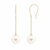 Angara Natural 8mm Freshwater Pearl Dangle Earrings in 14K Yellow Gold for Women - £231.14 GBP