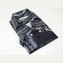 Men Sports Shirt by DE-NIKO Long Sleeves Fashion Print Soft Modal DNK6902 Black image 9