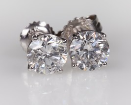 Precioso 2.25CT Redondo Diamante Tuerca Pendientes En 14k Oro Blanco H Color - £8,578.60 GBP