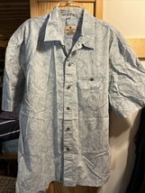Woolrich Vintage Mens L Light Blue Paisley Short Sleeve Button Down Cotton Shirt - £15.46 GBP