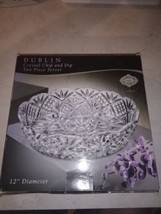 Godinger Dublin Crystal 12&quot; Chip and Dip Two Piece Server In Box - $49.40
