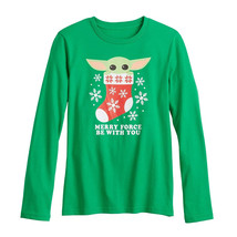 NEW Girls Star Wars Baby Yoda Christmas Holiday Graphic Tee sz XS 4/5 gr... - £9.55 GBP